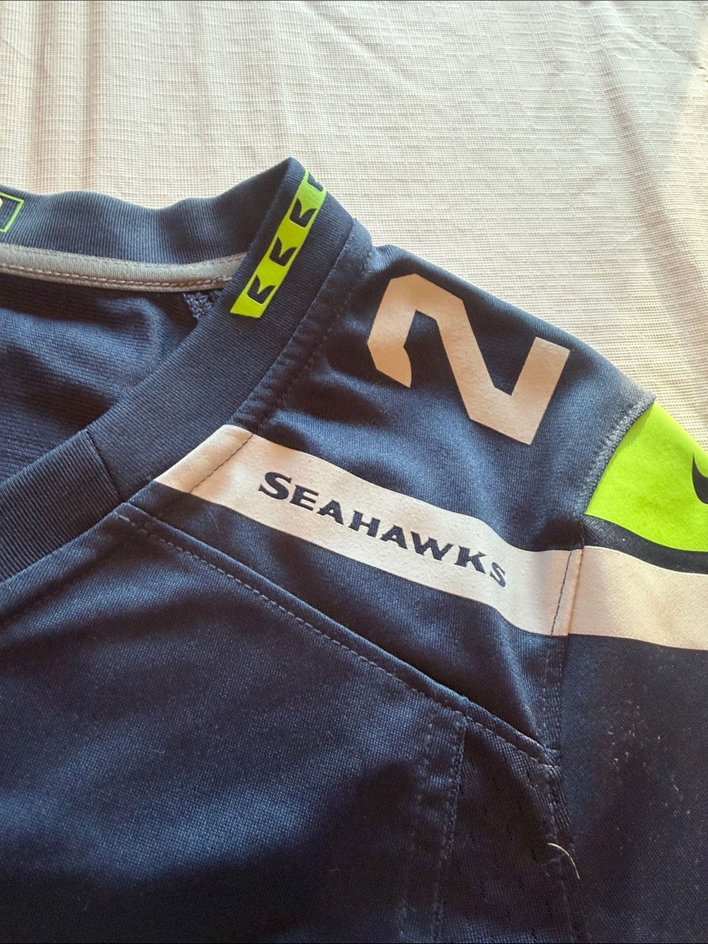 Nike Women’s Seattle Seahawks Navy and Neon Green #24 Jersey - Picture 5 of 7